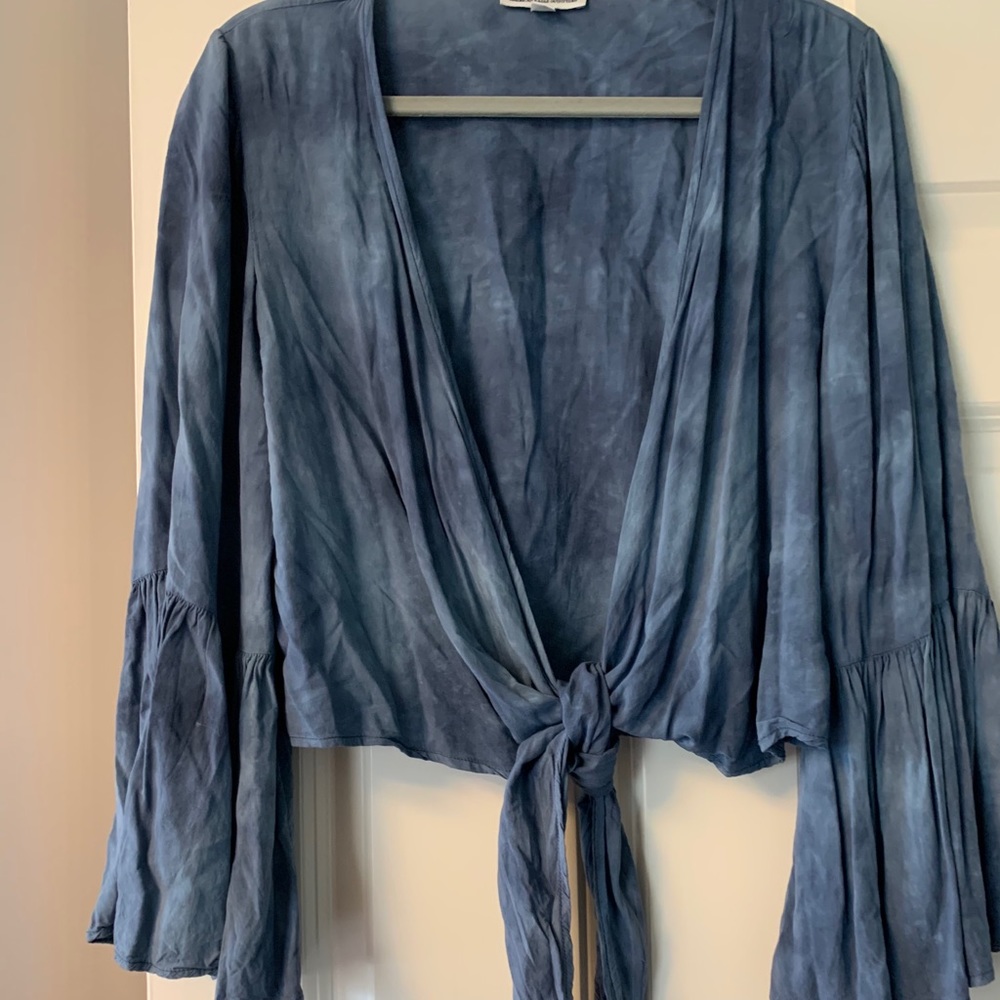 American Eagle Tie Dye Tie Front Shirt